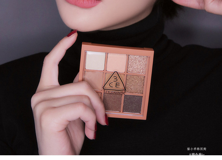 3ce九色眼影盘九宫格9色秋冬珠光哑光大地色南瓜豆沙色初学者防水