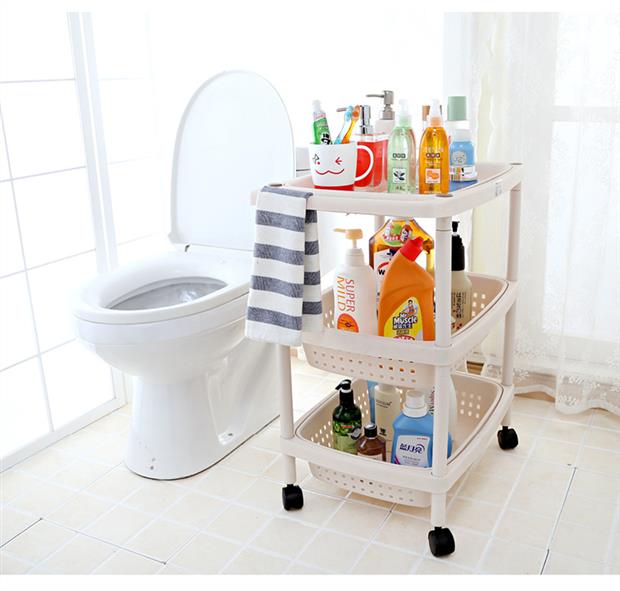 新款滑轮置物架大号客厅卫生间浴室厨房收纳架蔬菜筐整理架