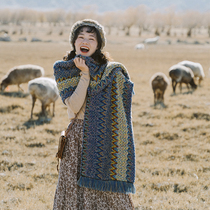 Ethnic wind tassel scarf Yunnan Lijiang Tibet travel shawl thick warm collar retro long dual-use new
