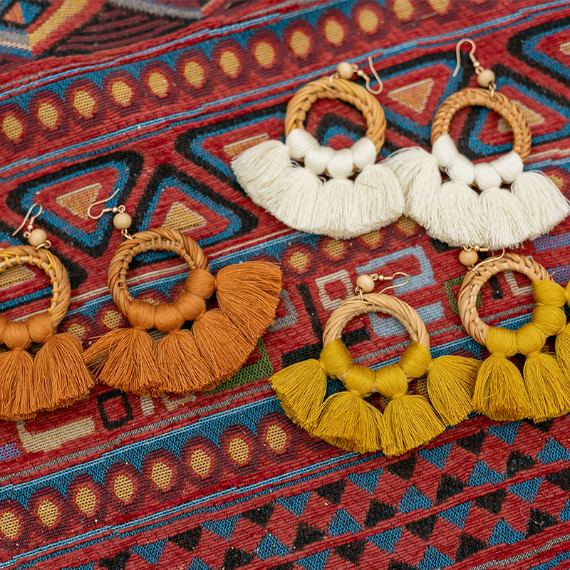 Dream Horse vine braided earrings Holiday style exaggerated earrings Bohemian romantic Sue jewelry