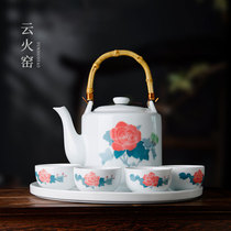 Complete set of tea set kung fu tea set underglaze Chinese hand-painted ceramic large teapot tea cup Liling porcelain