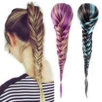 Handmade fishbone braided ponytail wig Elastic mesh pull rope buckle hair bag braided twist pigtail Color multi-strand braided ponytail