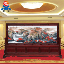 Customized Chinese screen partition living room solid wood carving hotel Hall Company office Jiangshan picturesque screen