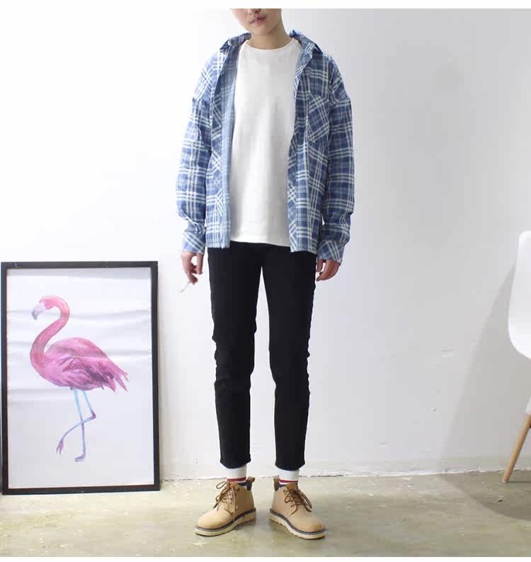 韩国款纯色宽松圆领长袖t恤男纯棉白色t恤打底衫春潮les帅t林弯弯_7折