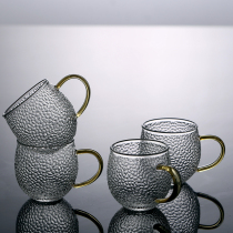 Household hammer glass teacup Small handle cup Single cup Kung Fu tea cup Master cup High temperature tea set