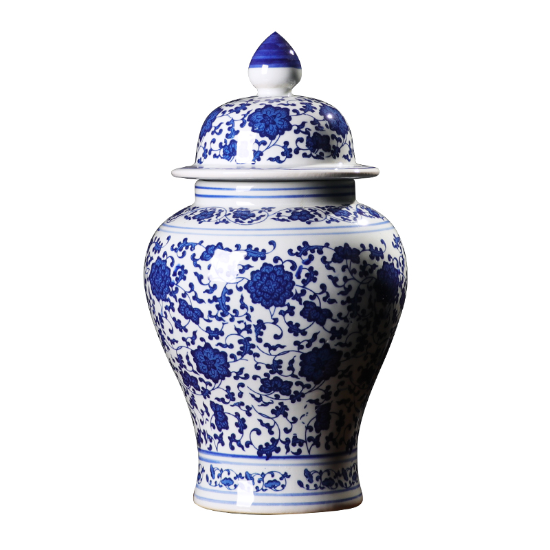 O9 jingdezhen ceramics craft general blue and white porcelain jar storage jar furnishing articles of new Chinese style household, sitting room adornment