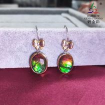 Bi Jincai Canada natural spotted stone earrings silver gold-plated 925 silver simple compact snail fossil