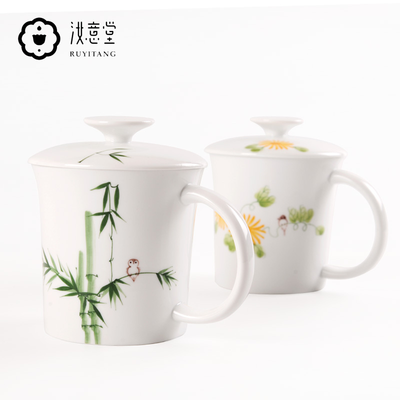 Creative ceramic keller cup with cover with filtering contracted home office to ultimately responds a cup of tea cups separation