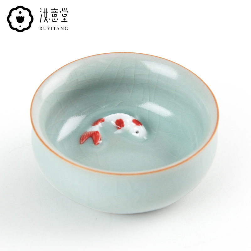 Your up ceramic teacup cracked sample tea cup can keep Your porcelain single CPU master of kung fu tea carp small cup cup