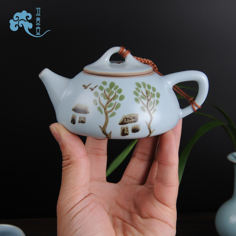 Archaize your up porcelain kung fu tea set ceramic teapot teacup azure open Chinese style restoring ancient ways for its ehrs home