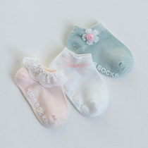Baby socks spring and autumn pure cotton thin lace newborn newborn baby floor socks girls children socks