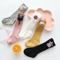 3 pairs of baby socks spring and autumn stockings Baby cartoon doll loose cotton socks over the knee high tube socks 0-1-3 years old