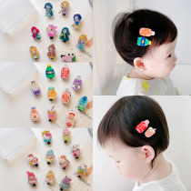 Small cartoon acrylic side clip net red little girl sprite drink hairpin children bangs clip broken hair headdress