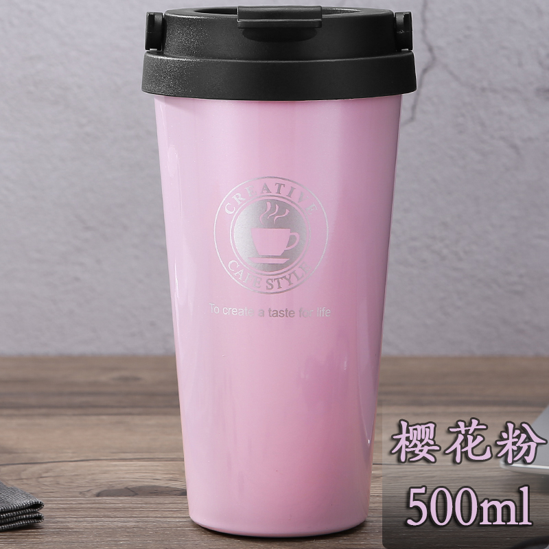 simple heat preservation coffee cup men's and women's office with cover portable mug stainless steel mug