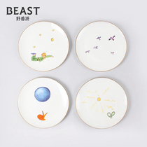 THEBEAST FAUVIST Happy Little Prince Bone CHINA dinner plate 4 pieces Western tableware porcelain set dishes Household