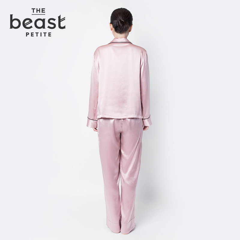 THE BEAST/野兽派 "硬糖“真丝女士睡衣套装 时髦烟灰粉睡衣睡裤产品展示图3