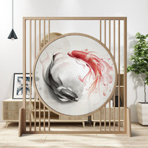 New Chinese screen partition Living room entrance foyer decoration Office hotel Simple solid wood floor-to-ceiling grid seat screen