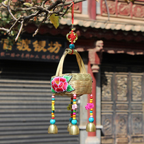 Ethnic embroidery handmade straw wind chime bedroom creative pendant childrens gift home decoration annual prize