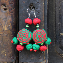 Chinese style retro literary tassel earrings National style female flower pendant Super fairy costume accessories Temperament female accessories