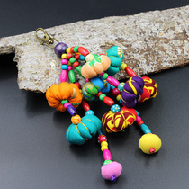 National style handmade pumpkin bag hanging cute creative keychain fabric pendant jewelry Birthday party cartoon gift