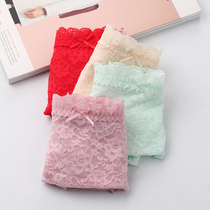 Elegant Retro High-end Fine Lace Sexy Microtransparent Modale Ladies Pants Comfort Low Waist Triangle Pants