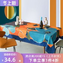 Creative table cloth household rectangular tablecloth thick waterproof oil barrier tablecloth fabric cotton linen printing table cushion Nordic