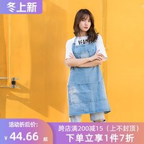 Denim padded apron home anti-fouling neck adjustable gown Net fashion men and women restaurant work clothes waist