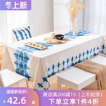Simple waterproof oil barrier tablecloth modern creative cotton linen thick household tea table cloth anti-hot household rectangular table mat