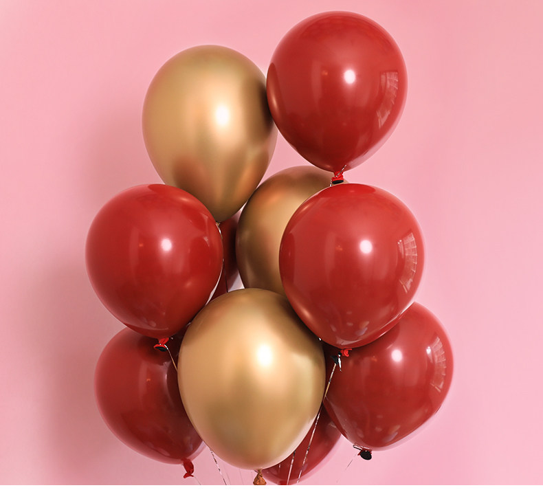 结婚气球宝石红气球串 浪漫结婚马卡龙气球 婚礼婚房装饰布置