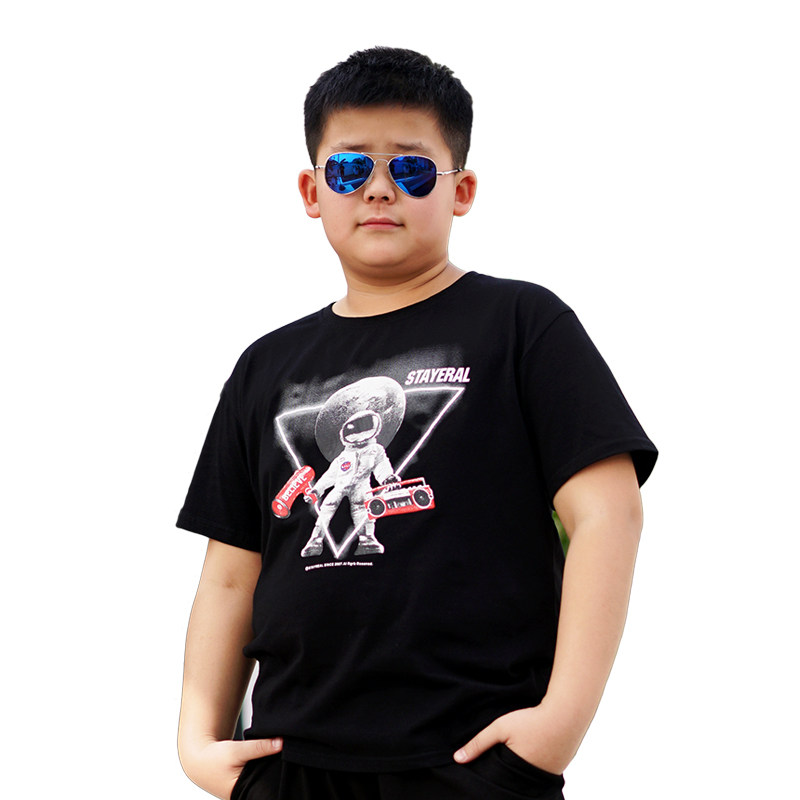 胖男童短袖t恤加肥加大夏季2019新款胖童装中大童体恤宽松大码潮