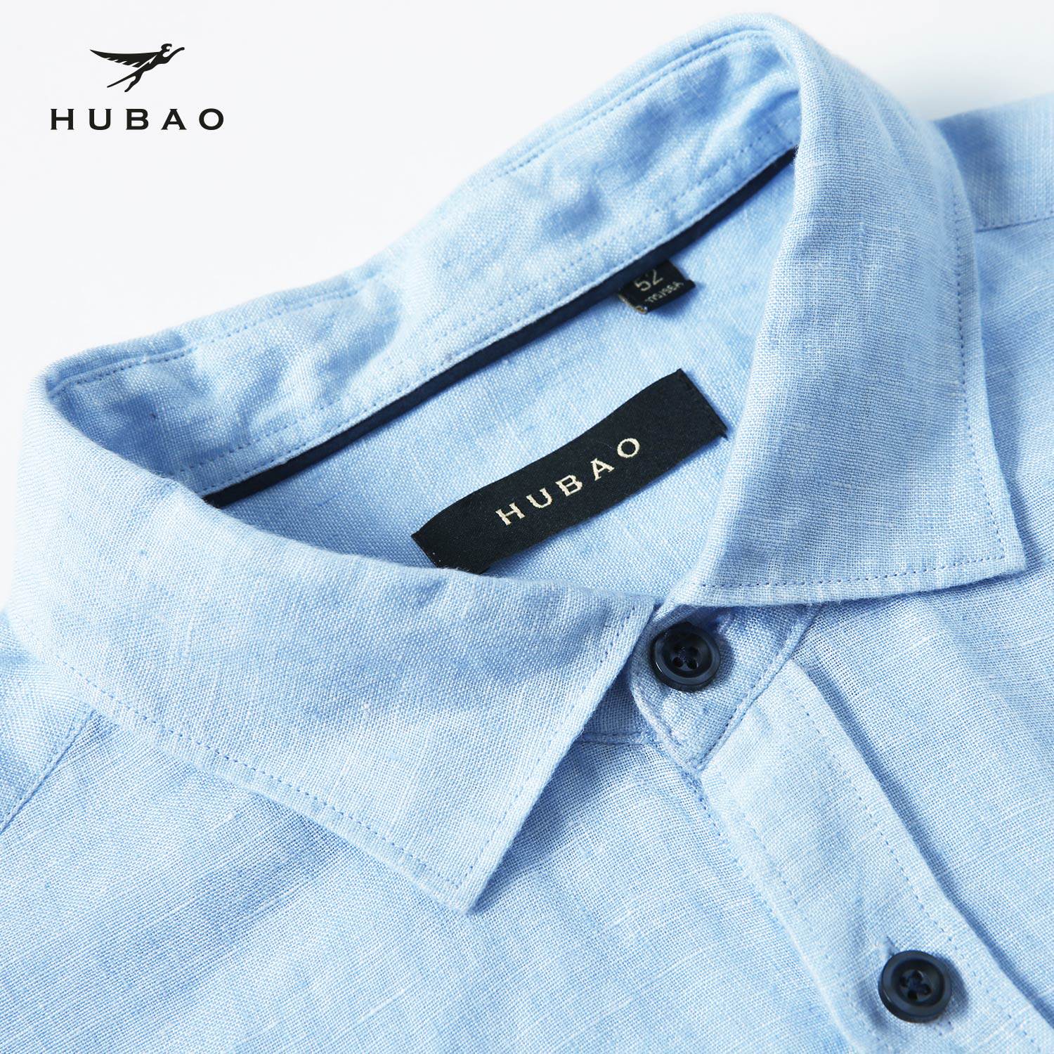 虎豹春秋季男式欧美风长袖简约衬衣亚麻修身纯色休闲衬衫男上衣