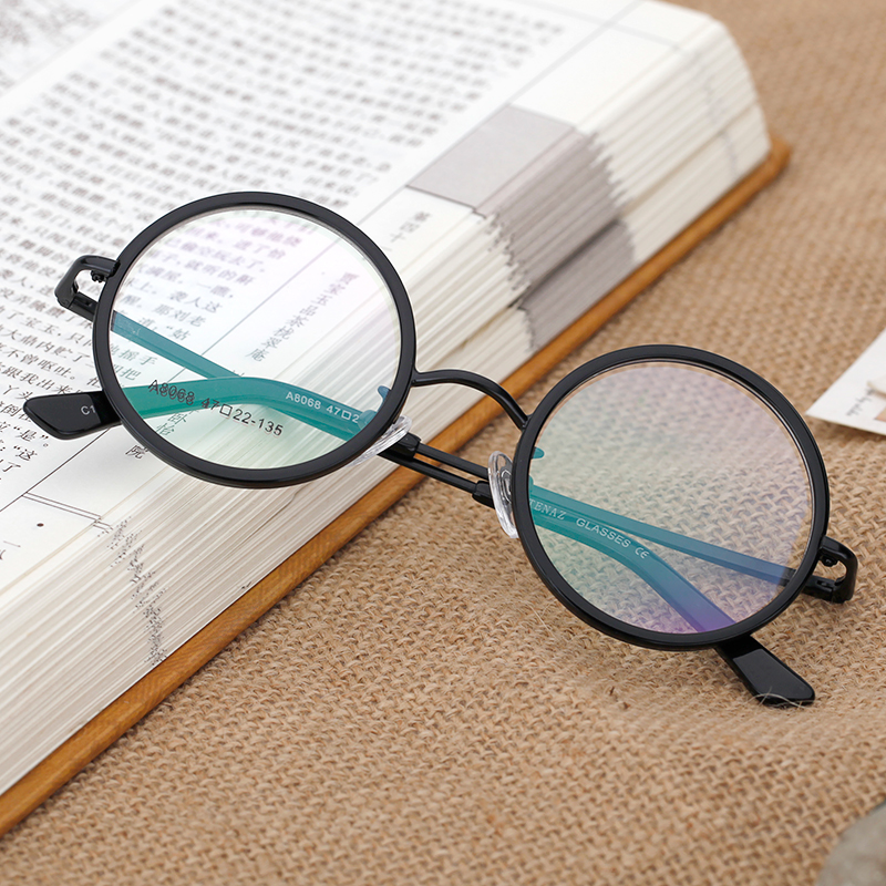 金属合金复古正圆形眼镜架近视老花平光眼镜框民国文艺范配镜