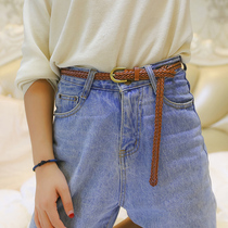 Woven thin belt Womens Korean fashion decorative belt womens casual Joker dress jeans with belt women