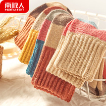 Antarctic socks Womens Mid-range socks autumn and winter plus velvet thickened Daily warm stockings College Wind long tube moon socks