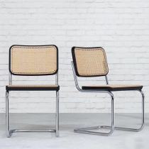 S32Chair vine-knitted medieval chair minimalist home backrest net red office handrail light lavish solid wood dining chair