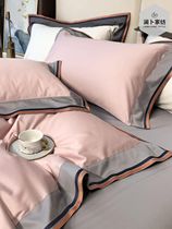 High end light lavish simplicity about 100 long suede cotton four pieces full cotton pure cotton embroidered quilt cover sheet Three sets of bed goods 4