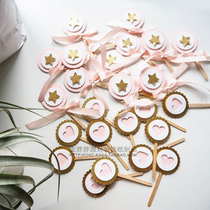 Gold powder series little girl birthday party 100-year-old party cake decoration plug-in