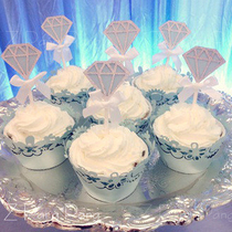 Birthday wedding dessert table three-dimensional silver diamond dessert card cup cake plug creative dessert table