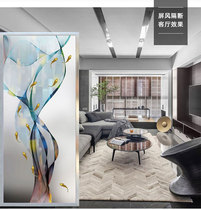 New Chinese style screen partition glass living room entrance door entrance cabinet Bedroom occlusion household simple modern fish figure tempered