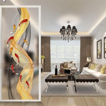 New Chinese style simple art glass screen partition living room entrance entrance household decoration light luxury rich nine fish figure