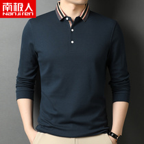 Antarctic cotton long sleeve T-shirt men spring and autumn men Business Leisure middle-aged dad dress lapel polo shirt top