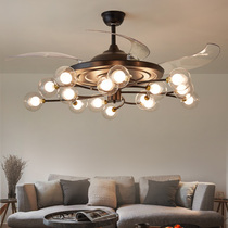 Leo Living Room Invisible Chandel Lamp Restaurant Modern Simple and Luxury Fan Lamp American Bedroom Suck Top Fan Champ