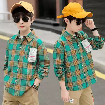 Children's shirt autumn new boy long sleeve plaid shirt middle child Spring and Autumn Korean version handsome thin coat