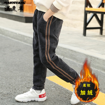 Boys pants 2020 new style winter plus velvet thickened children corduroy autumn winter pants one velvet
