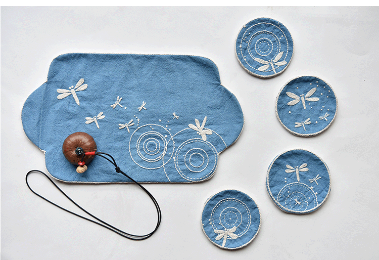 亭亭玉立新中式禅意刺子绣刺绣手工diy绣花布艺茶席垫材料包套件