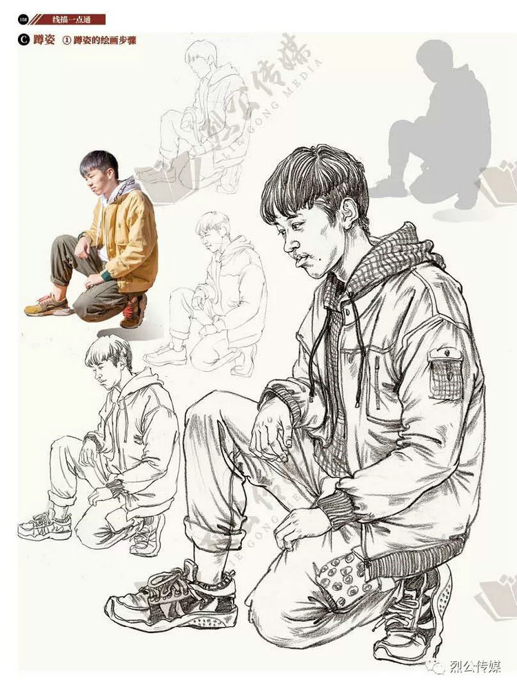 线描一点通速写临摹范本2019烈公蒋子豪人物速写绘画基础教程单人双组合场景动态大全宝典经典课件超级照片对画争霸联考高考美术书