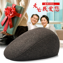 Middle-aged and elderly winter hat mens casual cap warm grandfather forward hat woolen cotton hat old man father hat