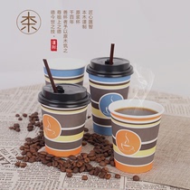 Benwood 2019 white disposable tea milk tea with coffee packing thick paper cup with lid