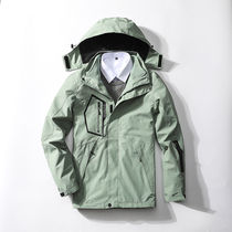 Outdoor fleece assault jacket womens three-in-one two-piece detachable jacket plus velvet thickened winter mens windproof and waterproof