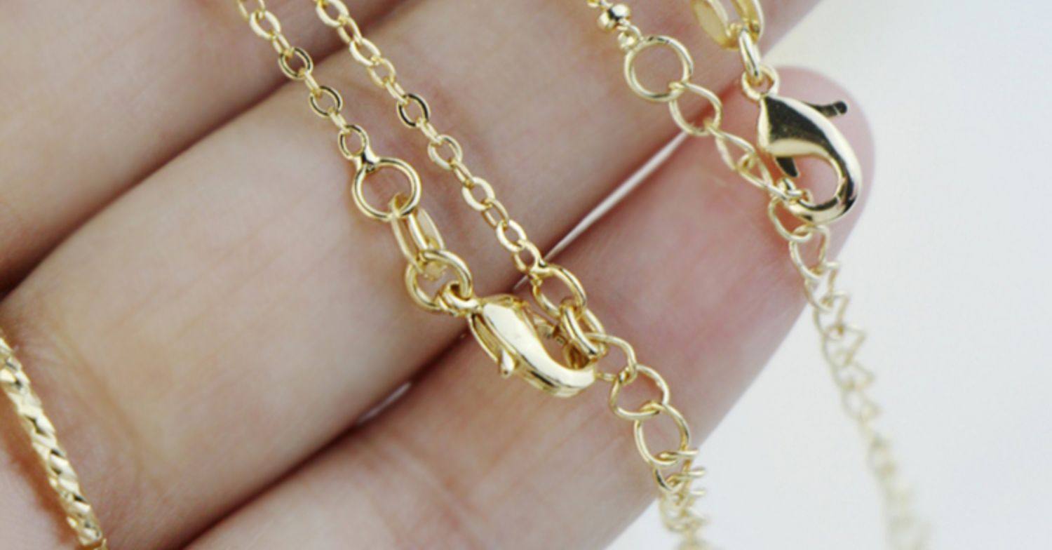 国产14k包金铜镀金保色项链压光扁0隔珠项链水滴延长链总长45厘米